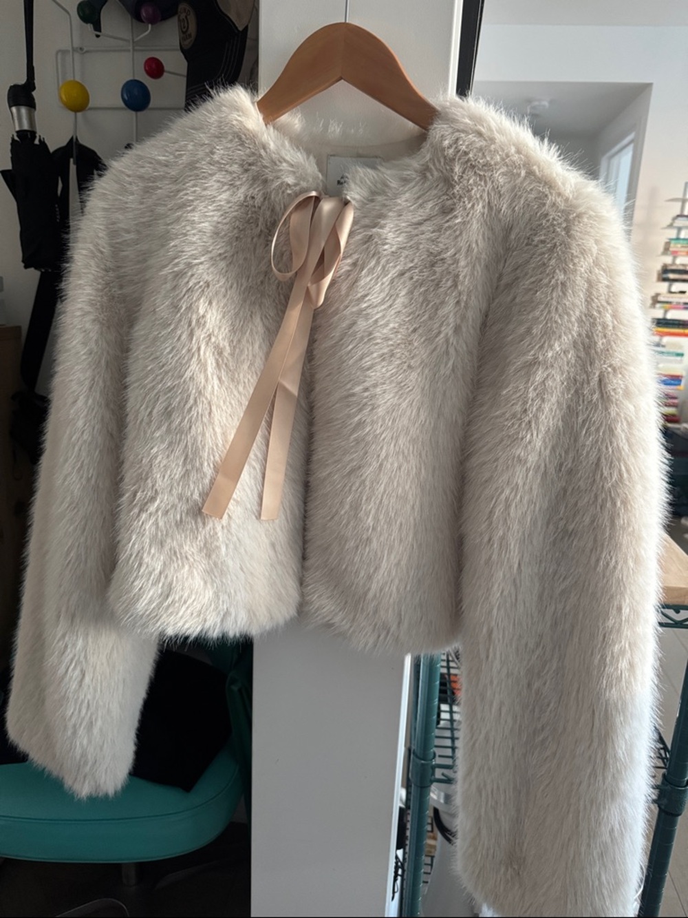 Kacey musgraves x reformation Faux Fur Cropped Jacket - Cream